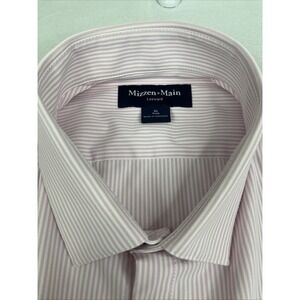 Mizzen+Main Pink Striped Leeward Shirt Men's XL Trim Fit Performance